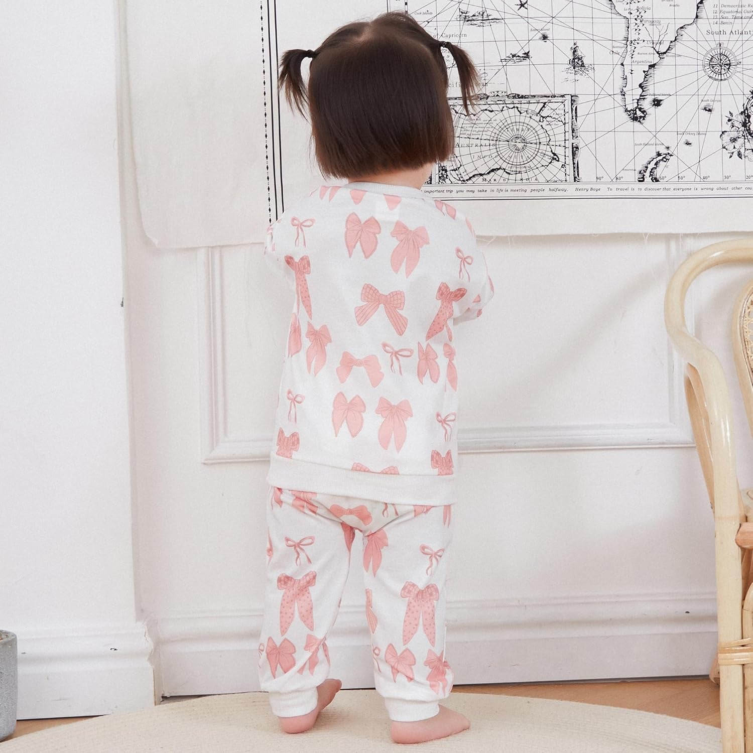 Baby Girl Fall Winter Outfits Toddler Clothes Long Sleeve Floral Graphic Crewneck Sweatshirt + Joggers Pants Set