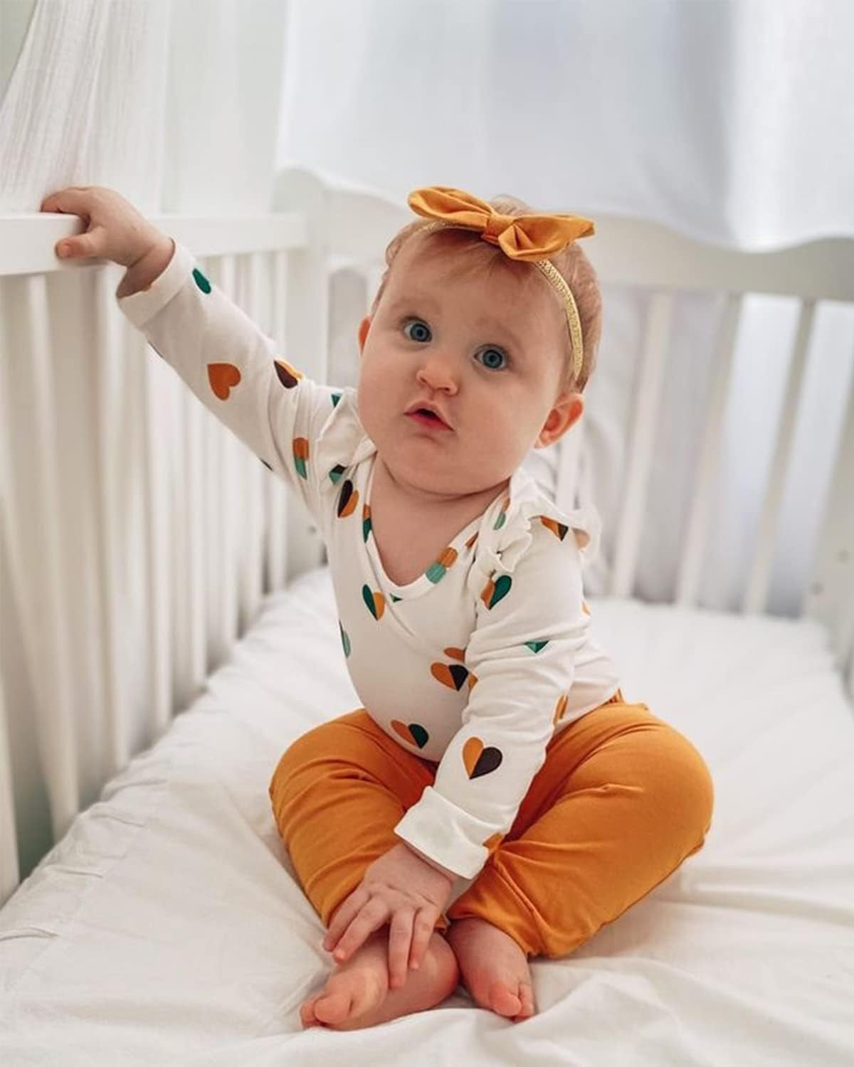 Baby Girl'S 3Pc Frill Long Sleeve Romper and Pant Set
