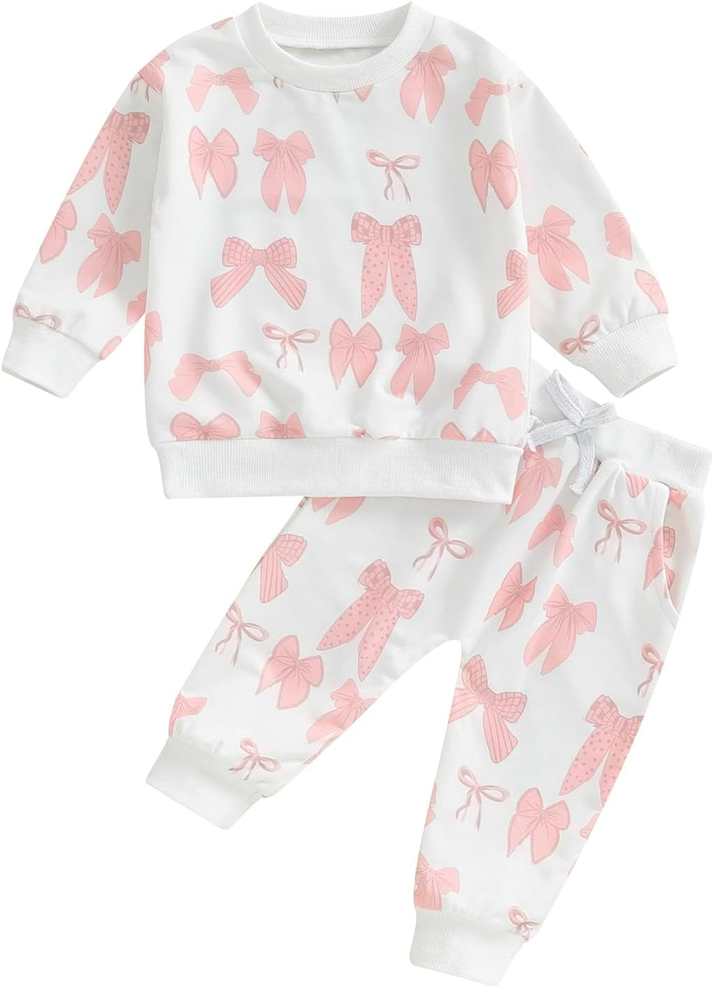 Baby Girl Fall Winter Outfits Toddler Clothes Long Sleeve Floral Graphic Crewneck Sweatshirt + Joggers Pants Set