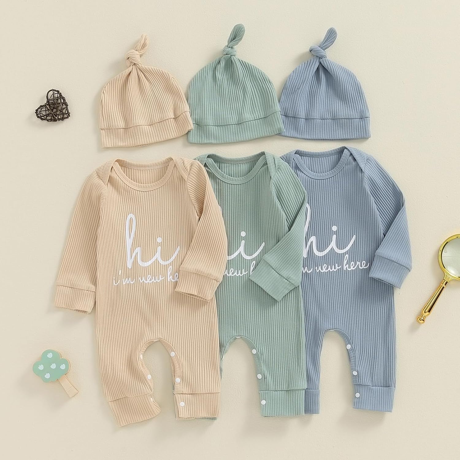 Newborn Baby Boy Girl Clothes Hi I'M New Here Coming Home from Hospital Outfits Gender Neutral One Piece Romper