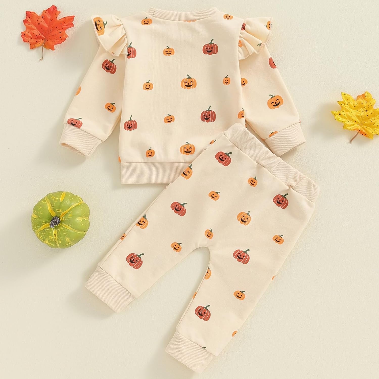 Baby Girl Halloween Outfits Toddler Pumpkin Outfit Ruffle Long Sleeve Sweatshirt Top Pant Sets Fall Clothes