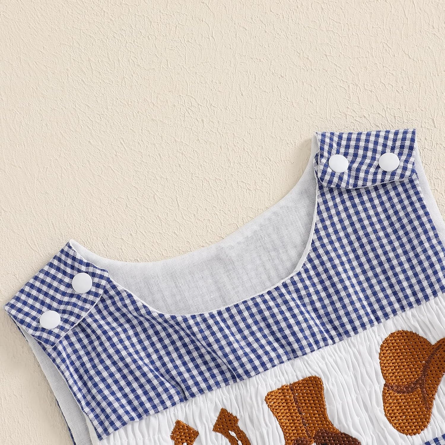 Toddler Western Baby Boy Clothes Horse Riding Embroidery Smocked Jumpsuit Sleeveless Romper Spring Summer Outfit