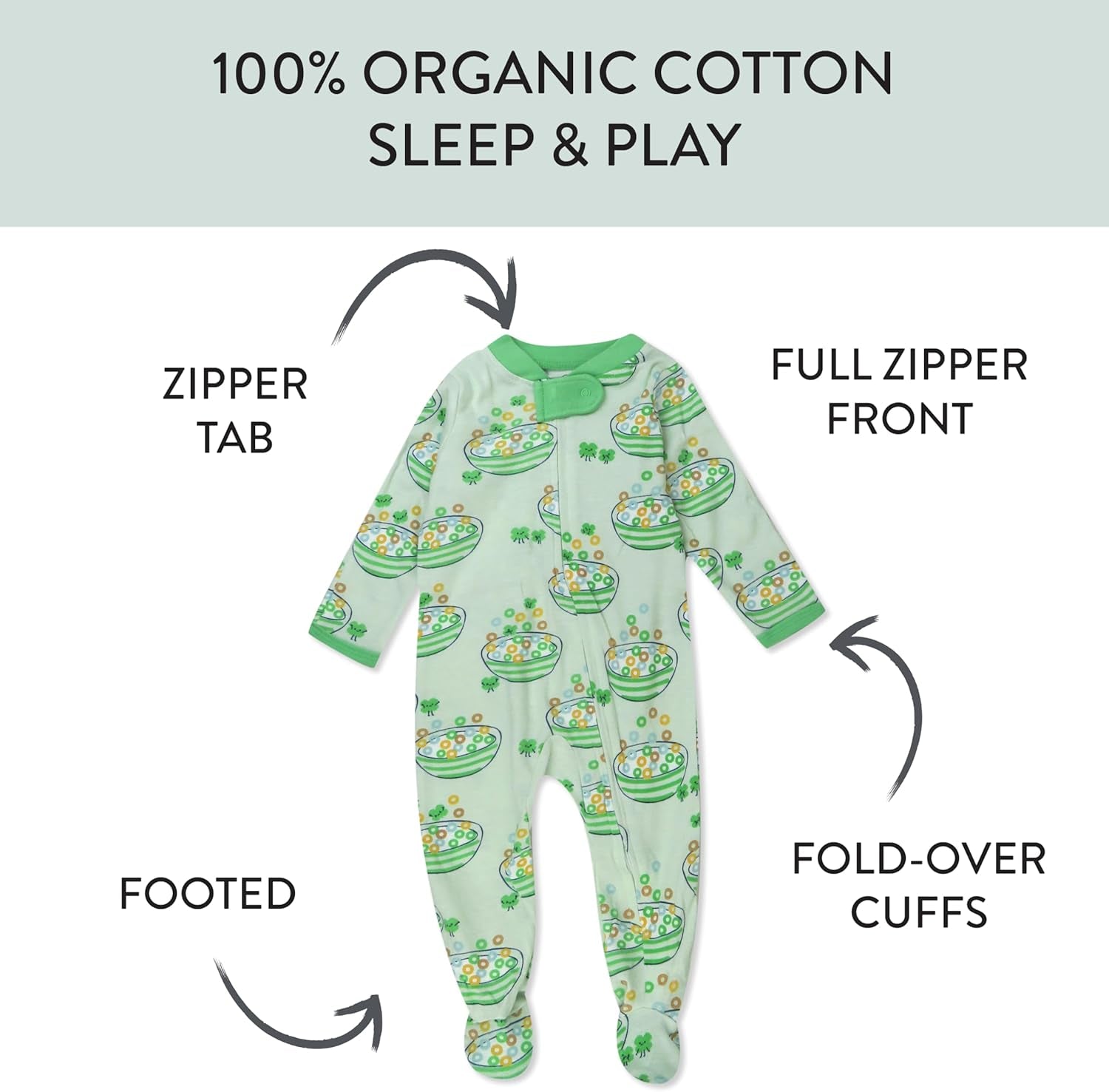 Baby Celebration Sleep & Play Footed One-Piece Pajama Sleeper 100% Organic Cotton