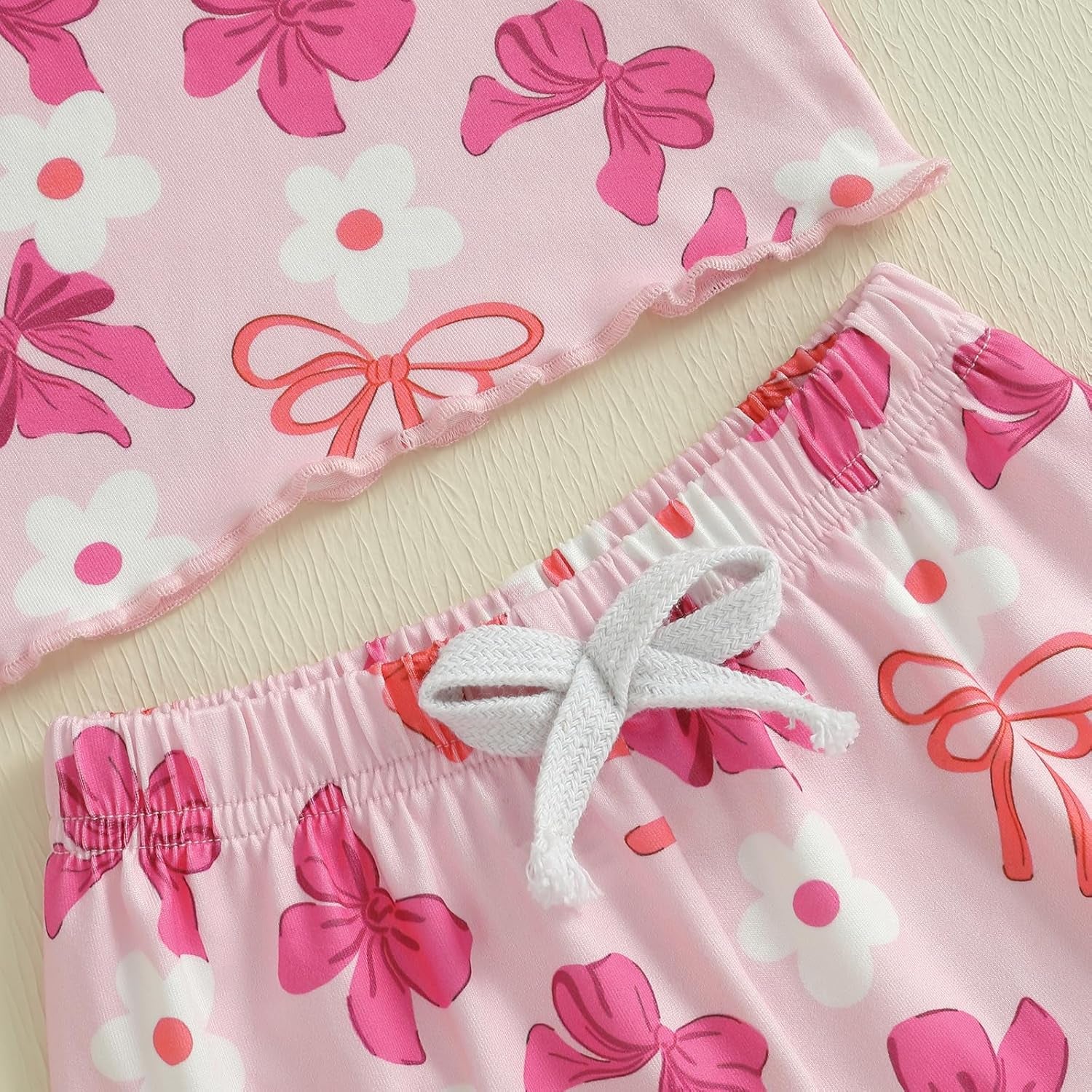 Toddler Baby Girls Summer Clothes Floral Crewneck Short Sleeve T-Shirts Tops Ruffle Shorts Cute Outfits Set 6M-4T
