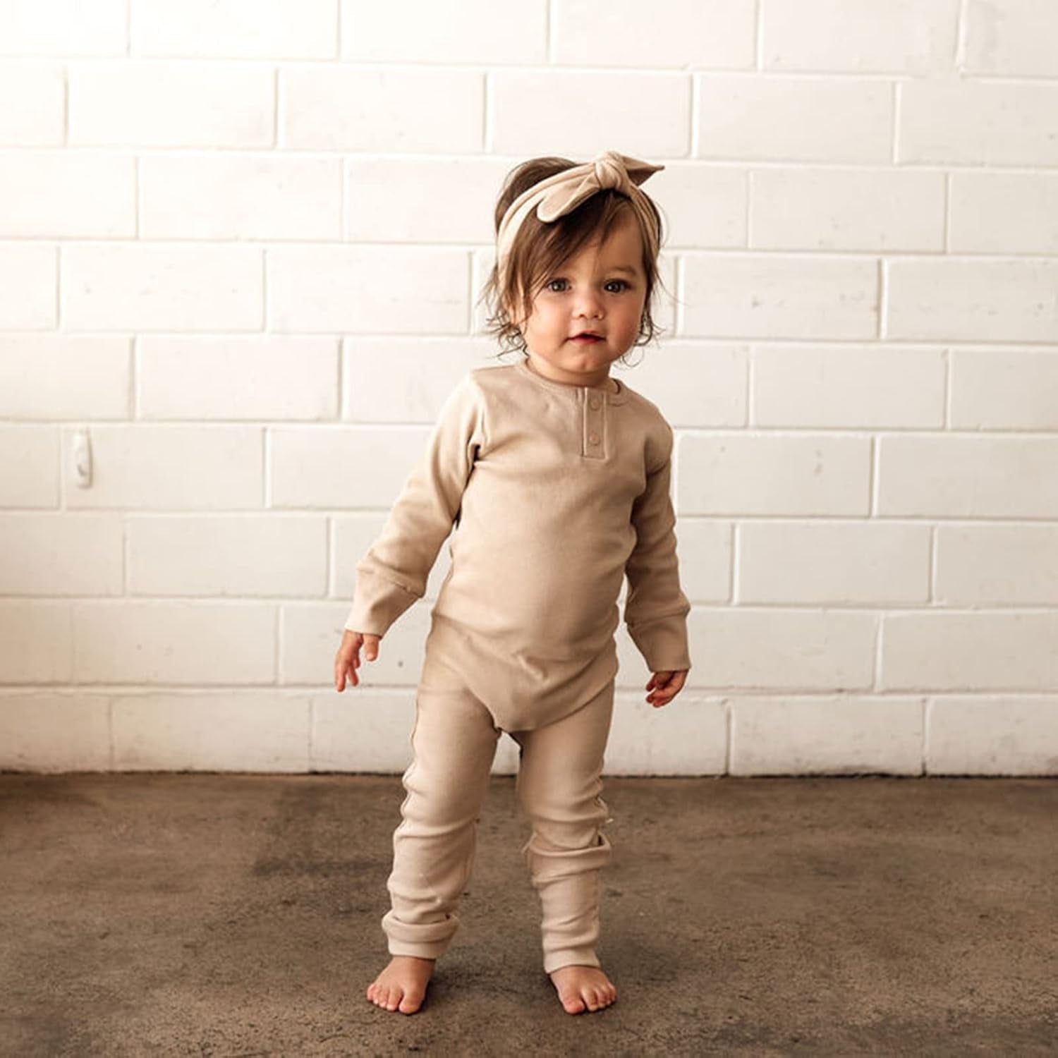 Infant Boys Girls Clothes Set Newborn Baby Romper Hat Ribbed Knit Long Sleeve Button Solid Bodysuit Jumpsuit