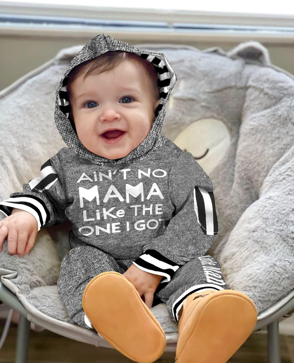 Newborn Baby Boy Clothes Plaid Letter Print Long Sleeve Hoodies + Long Pants 2PCS Fall Winter Outfits Set