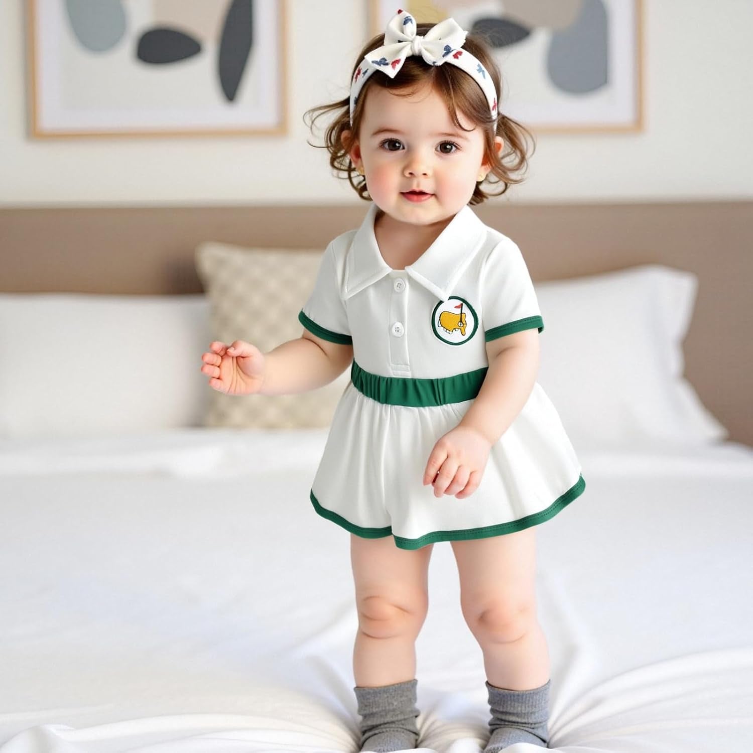 Newborn Baby Girl Golf Outfit Golf Short Sleeve Romper Dress Infant Onesie a Line Dresses Summer Cute Clothes