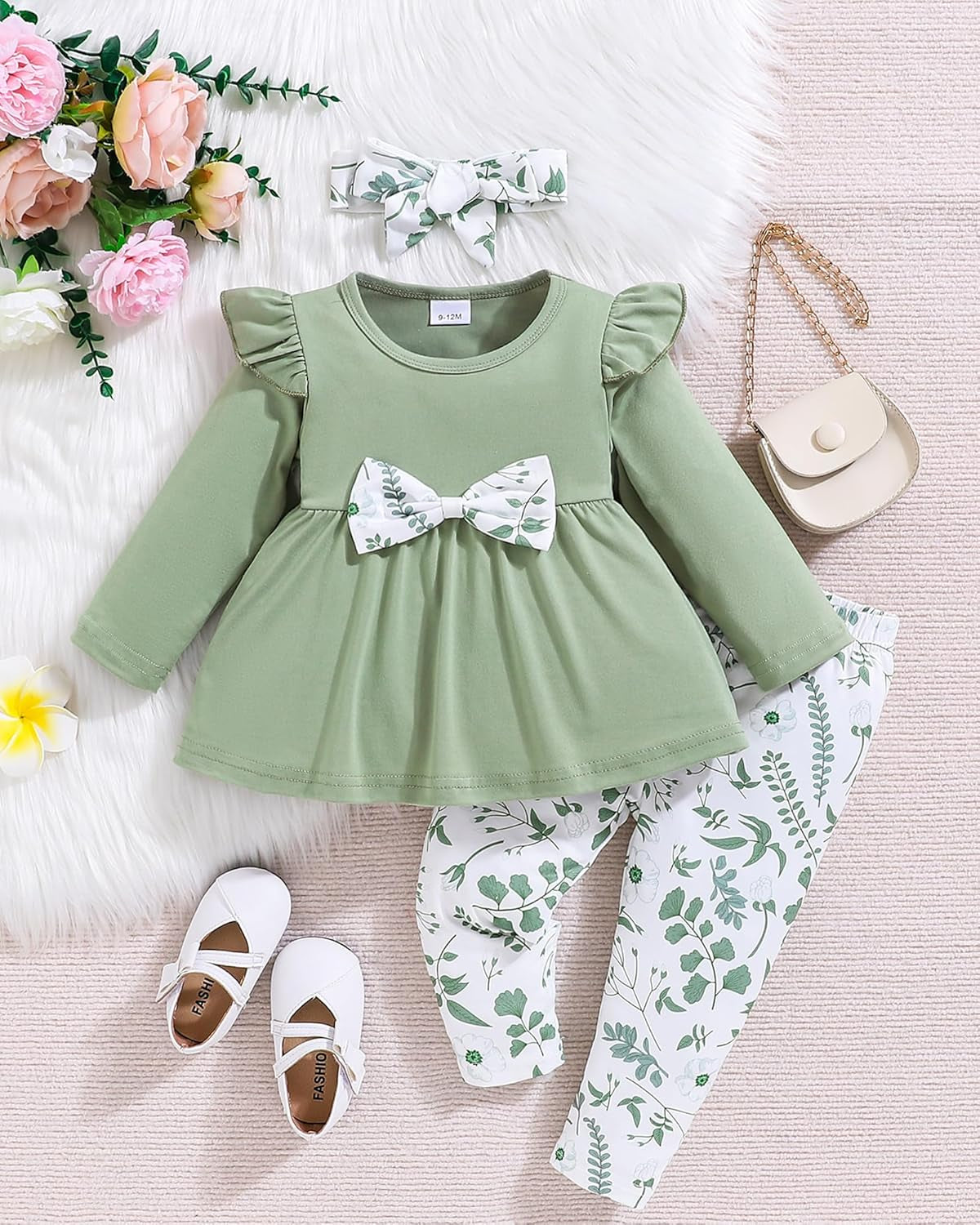 Baby Girl Clothes Toddler Girl Outfits Infant Girl Summer Clothes for Girl Ruffle Shirt Pants+Cute Headband 3PCS
