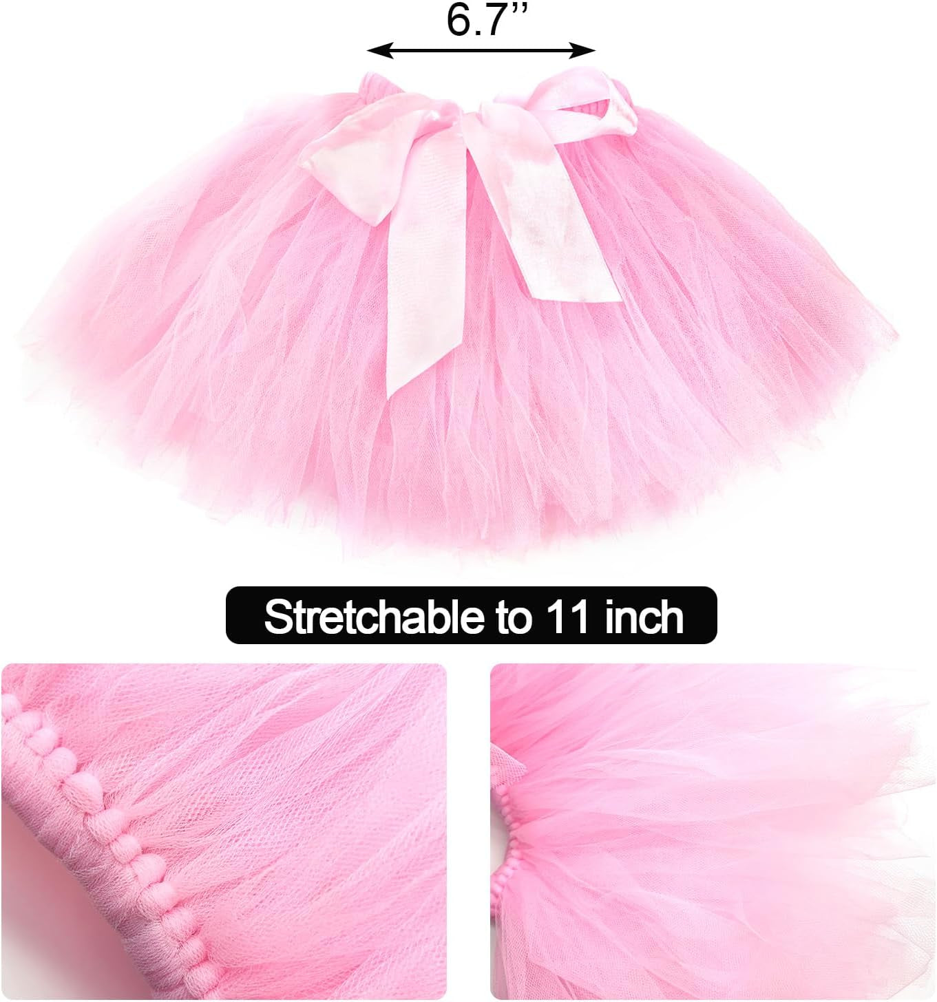 Newborn Baby Tutu Skirt and Flower Headband for Photography Prop Outfits 0-4 Month (Pink)