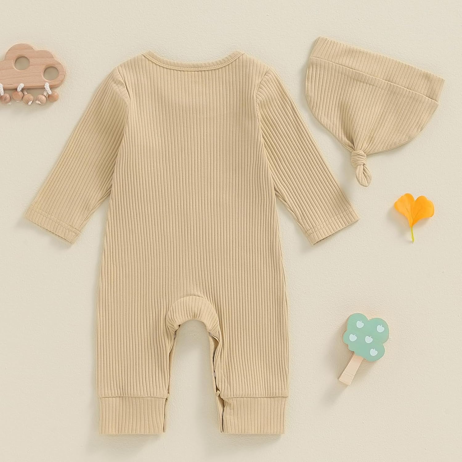 Newborn Baby Boy Coming Home Outfit Little Brother Outfits Long Sleeve Romper Waffle Knit Jumpsuit Hat Fall Clothes