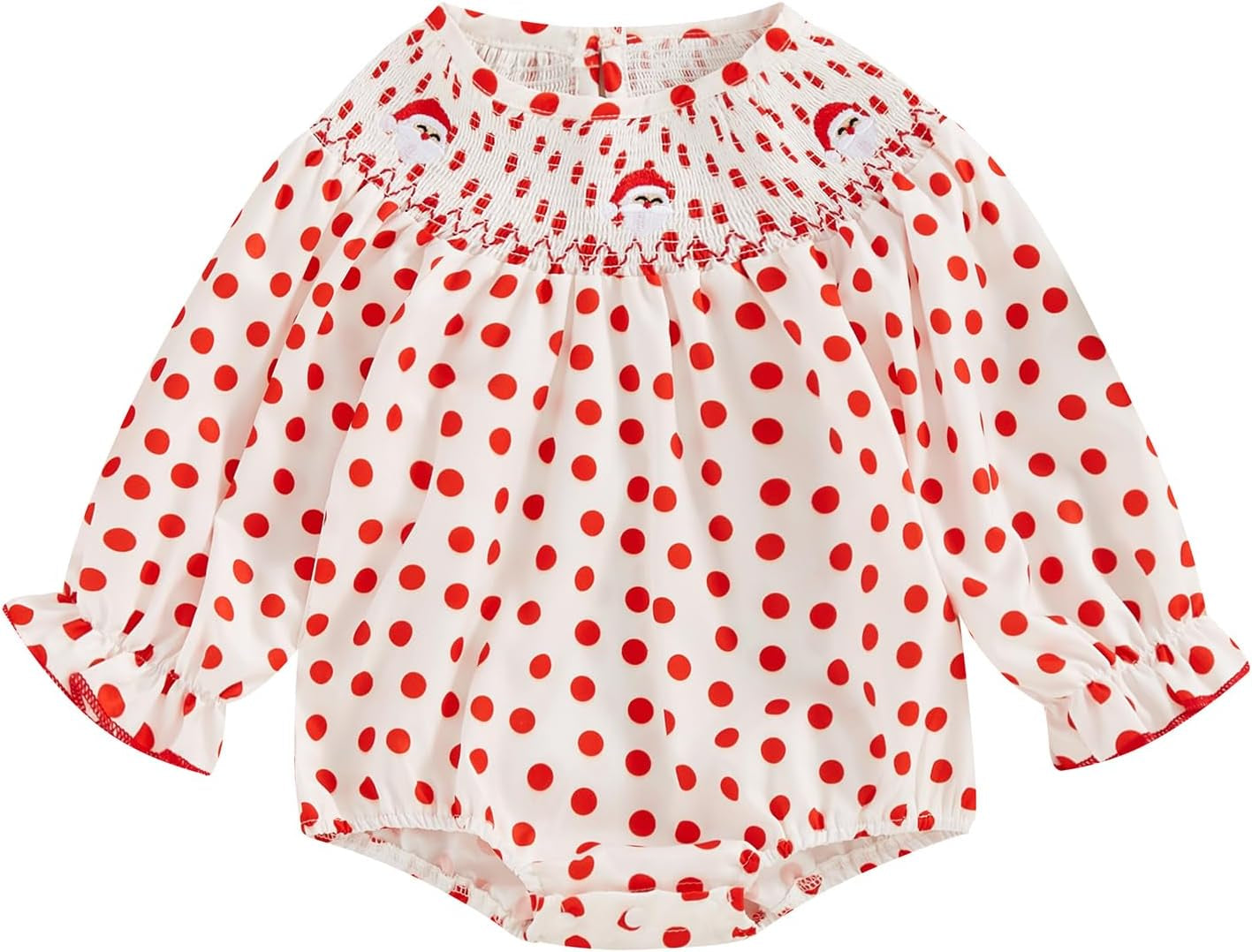 My First Christmas Baby Girl Outfit Newborn Toddler Santa Smocked Bubble Romper Cute Christmas Clothes
