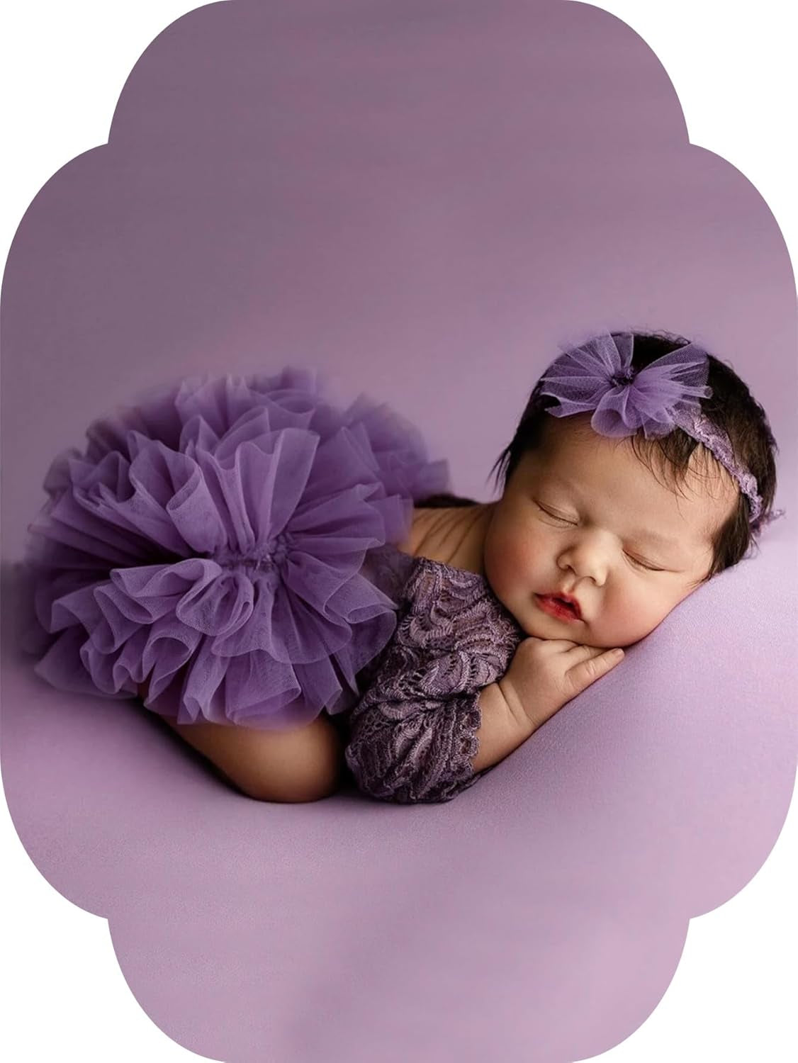 Newborn Girl Photoshoot Outfits– Pink Lace Romper + Headdress, 1 Month Baby Girl Photo Props Clothes for Newborn Photos