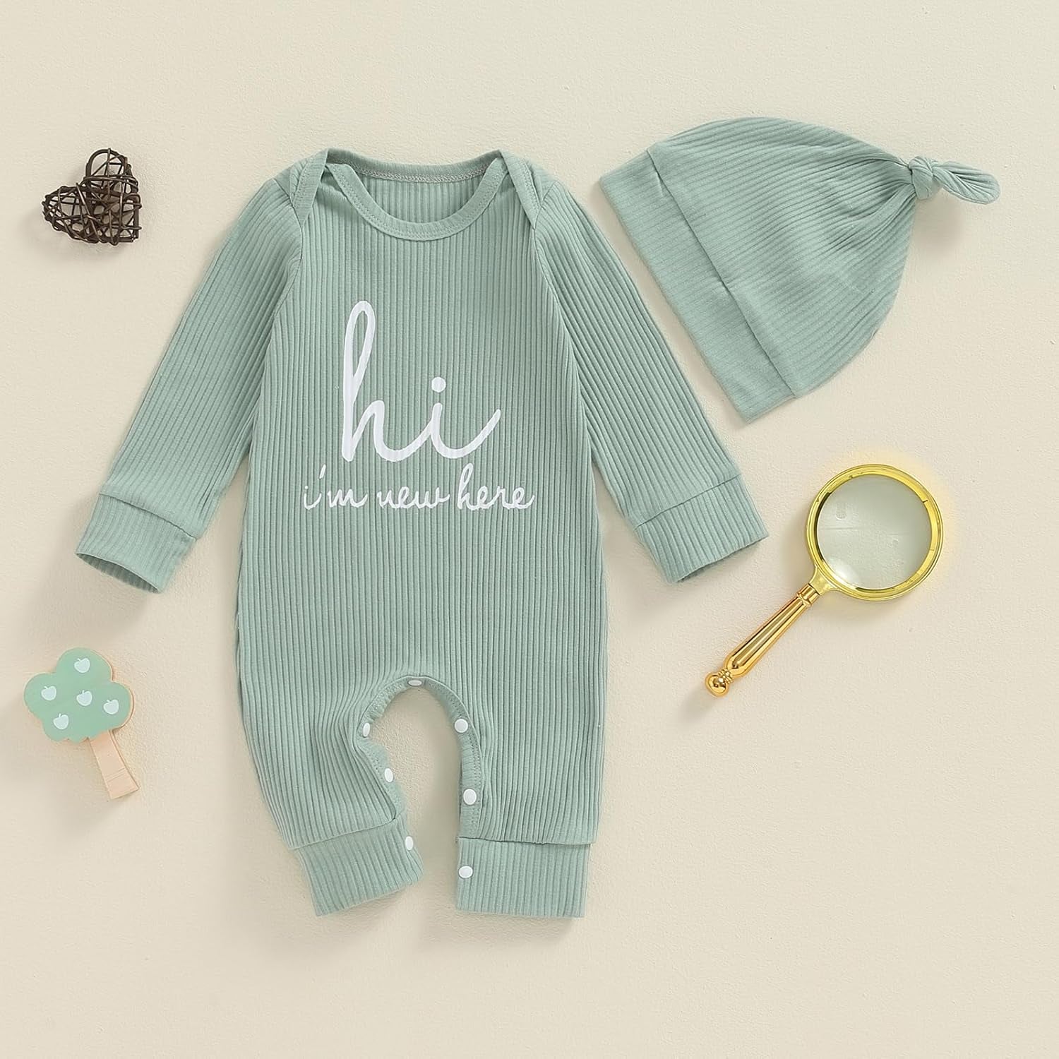 Newborn Baby Boy Girl Clothes Hi I'M New Here Coming Home from Hospital Outfits Gender Neutral One Piece Romper