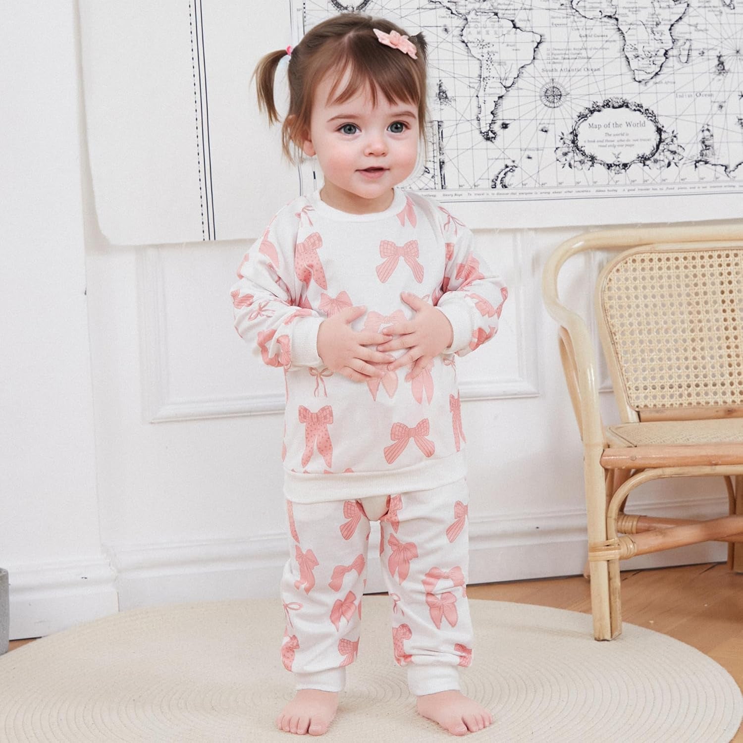 Baby Girl Fall Winter Outfits Toddler Clothes Long Sleeve Floral Graphic Crewneck Sweatshirt + Joggers Pants Set