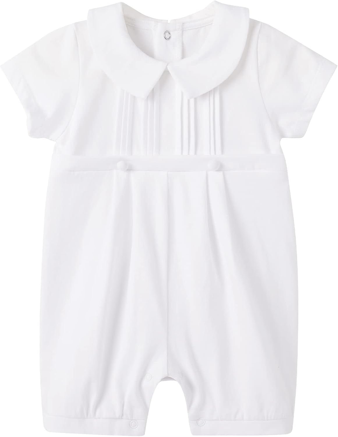 Unisex Baby Jumpsuit Infant Boys Girls Cotton Spring Fall Romper One-Piece Coverall Baptism Outfit White 0-24 Months