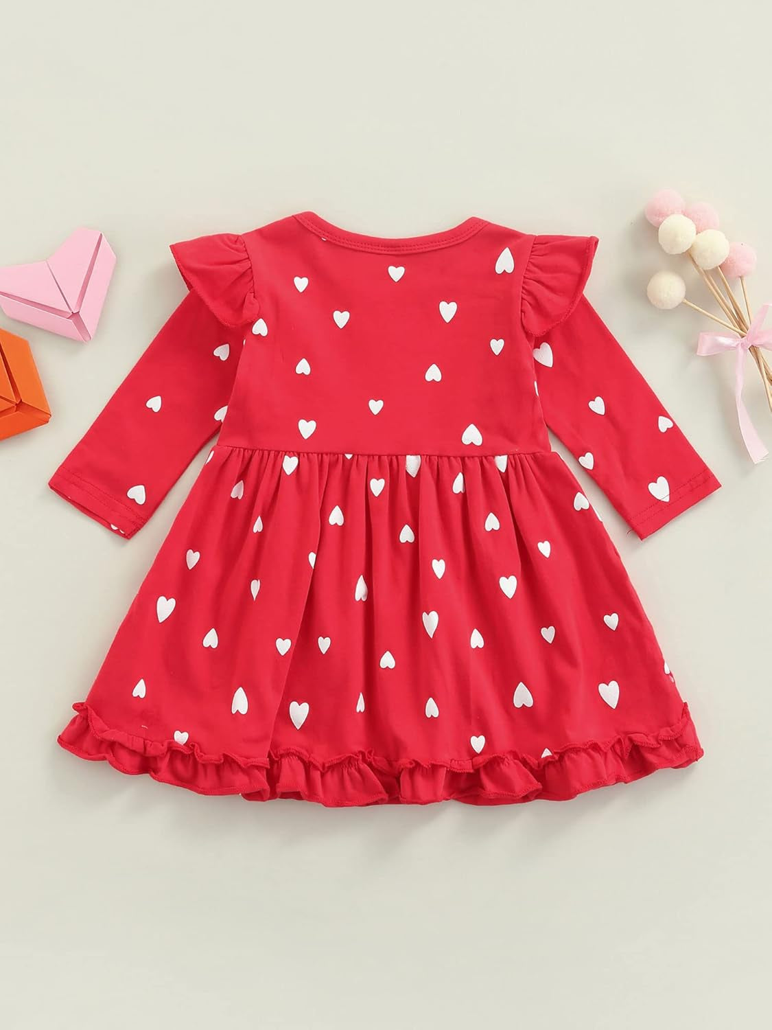 Baby Valentines Day Outfit Girl, Long Sleeve Tulle Tutu Dress Heart Design Sweatshirt Princess Dress Valentines Day Gift (A, 4-5T)