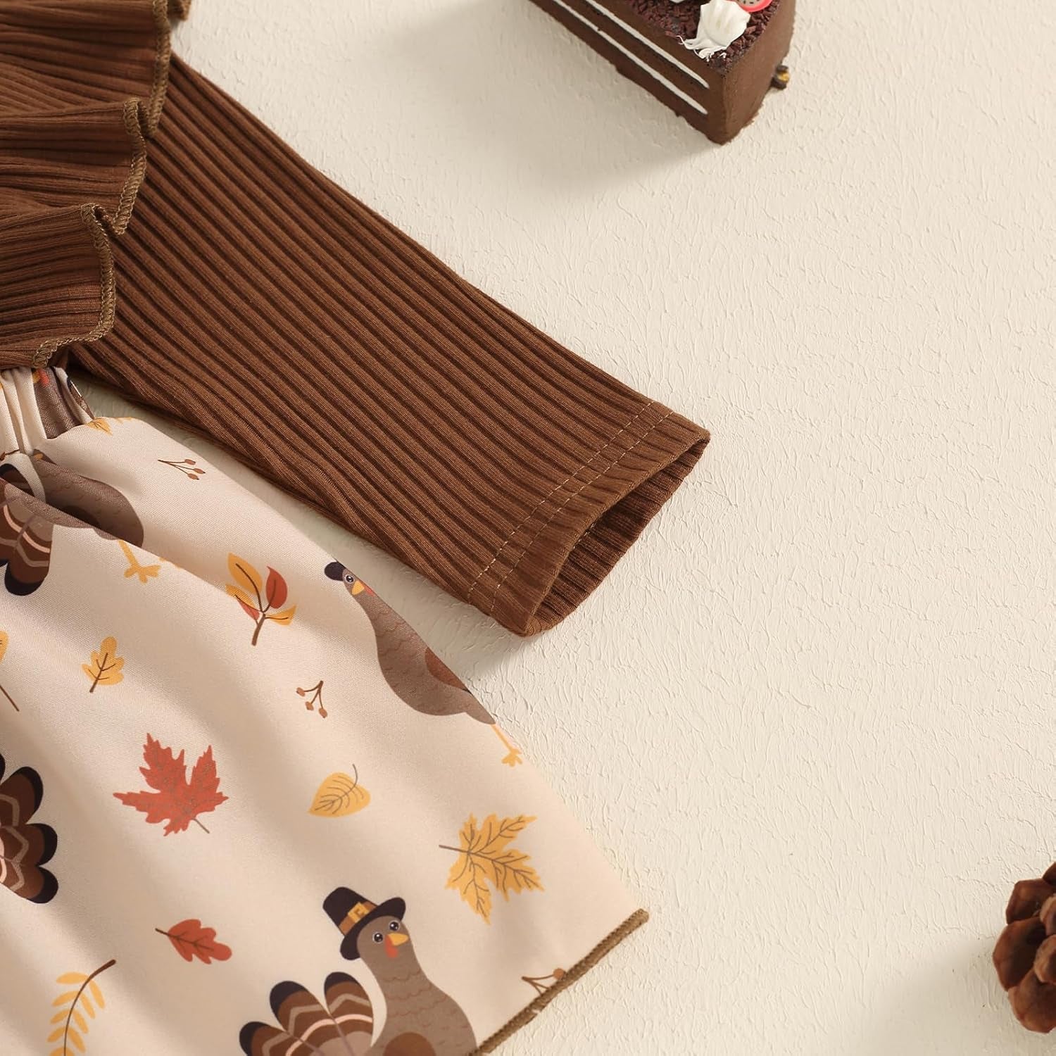 Baby Girl Thanksgiving Outfit Newborn Outfit Ribbed Ruffle Romper Dress and Headband Cute Fall Clothes