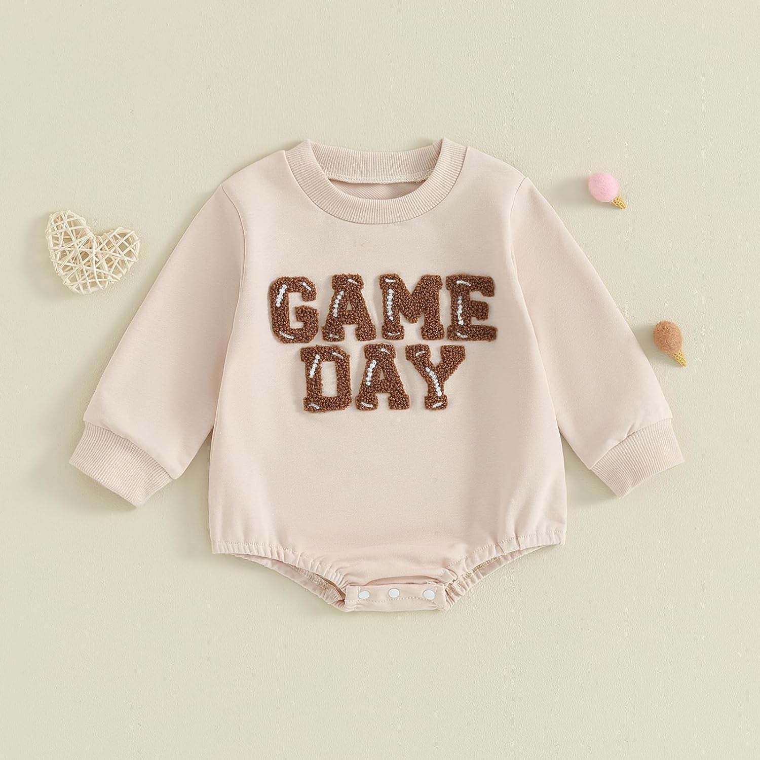 Baby Girl Boy Football Outfit Game Day Football Sweatshirt Romper Oversized Bodysuit Fall Winter Clothes