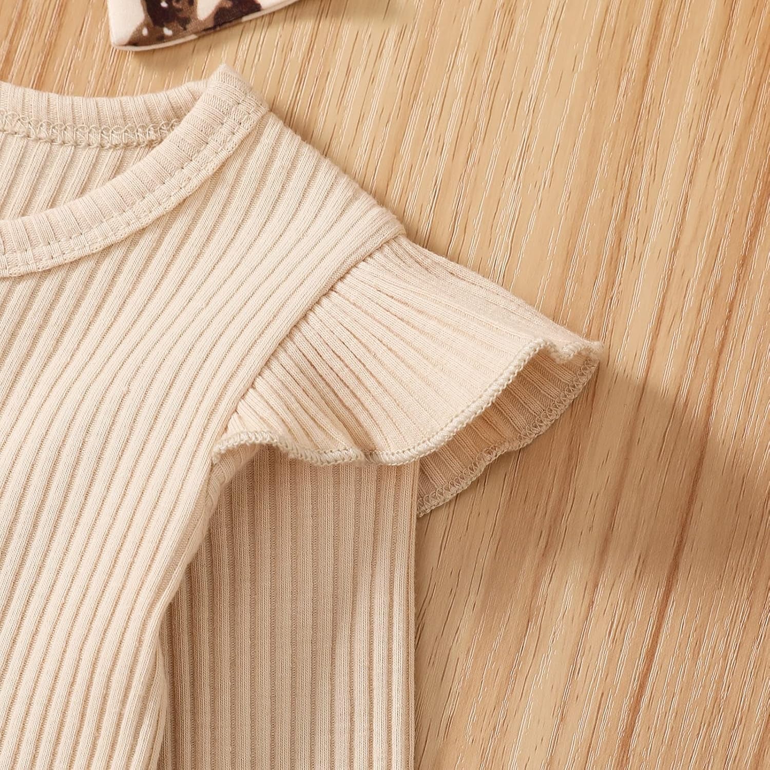 Newborn Baby Girl Clothes Infant Rib Frill Long Sleeve Romper Flared Pants Headband Set 3Pcs Fall Winter Outfits