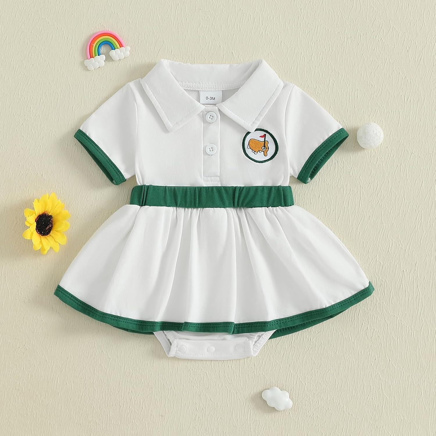 Newborn Baby Girl Golf Outfit Golf Short Sleeve Romper Dress Infant Onesie a Line Dresses Summer Cute Clothes