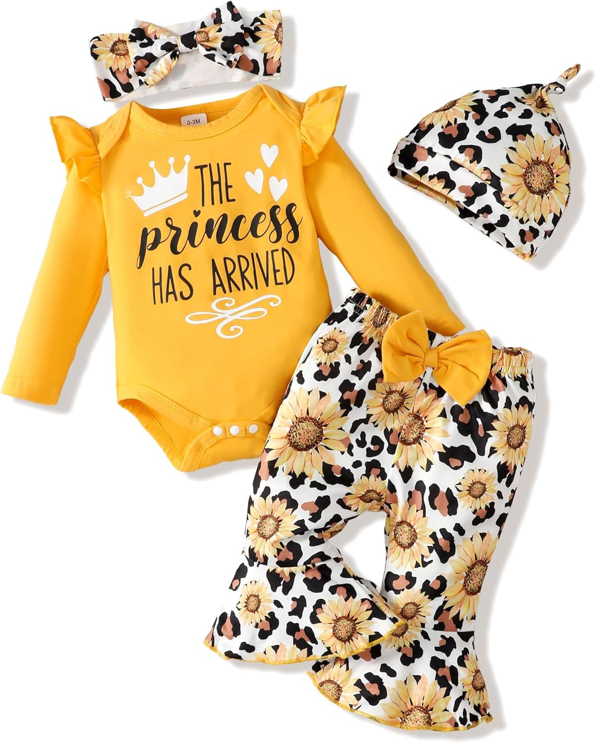Newborn Baby Girl Clothes Infant Outfits Clothing Ruffle Romper Bell Bottoms Flared Pants Outfit Sets for Baby Girls