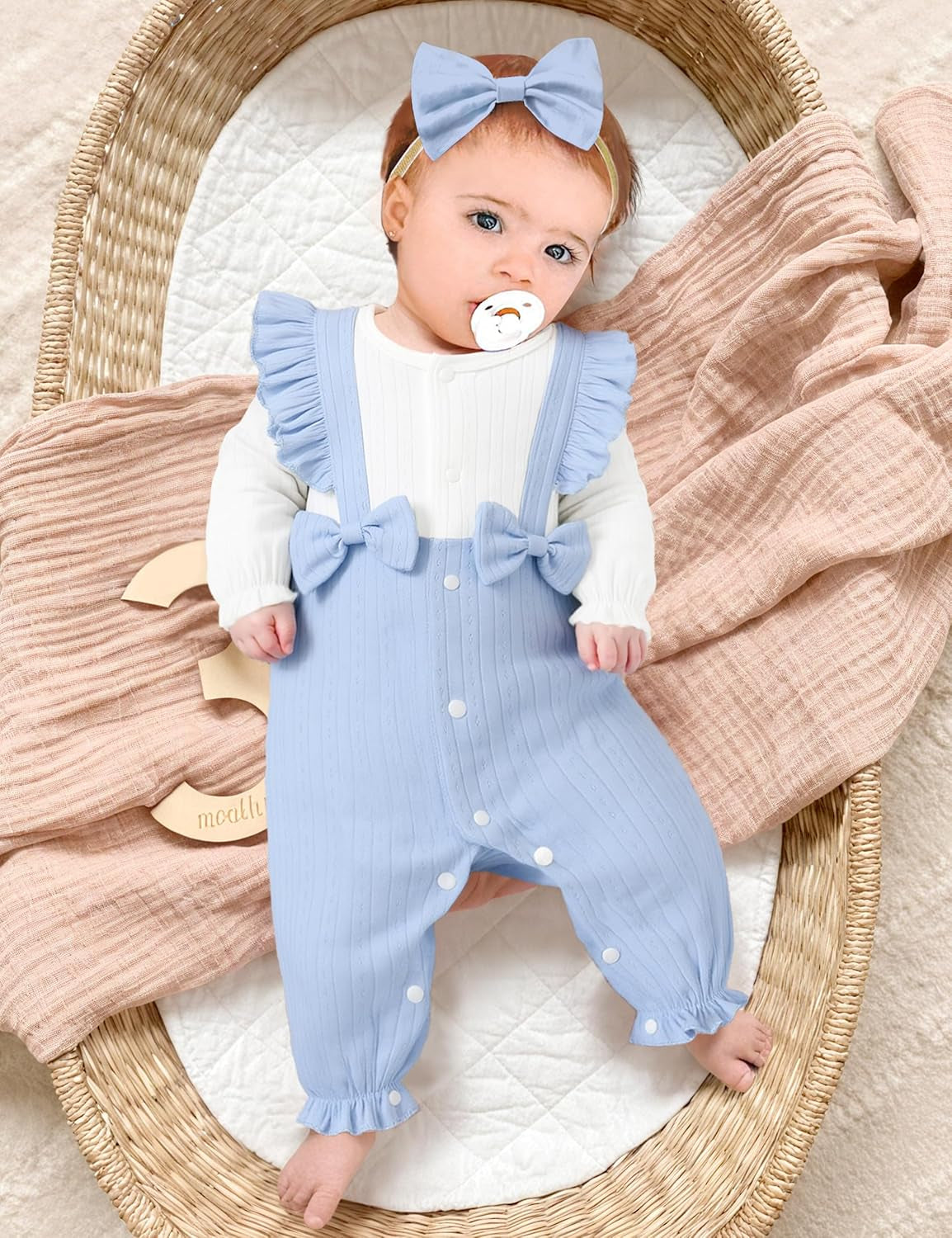 Newborn Baby Girl Clothes Fall Winter Outfits Ruffle Crew Neck Romper Onesie Long Sleeve Jumpsuit Coming Home Outfit