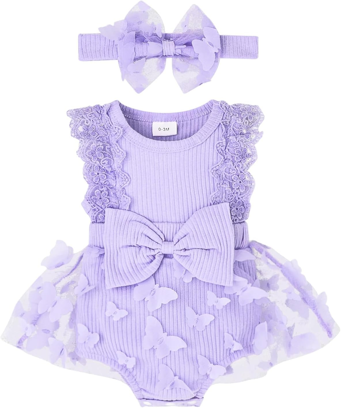 Baby Girl Summer Clothes Cute Newborn Girl Outfits Sleeveless Lace One Piece Romper + Headband 2Pcs Set 0-12 Months