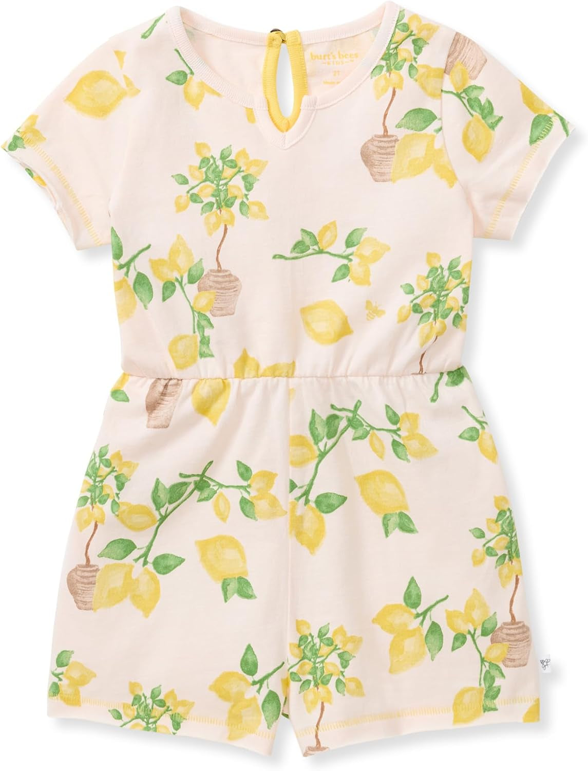 Baby Girls Short Sleeve Romper, 100% Organic Cotton One-Piece Shortall Girl Outfit