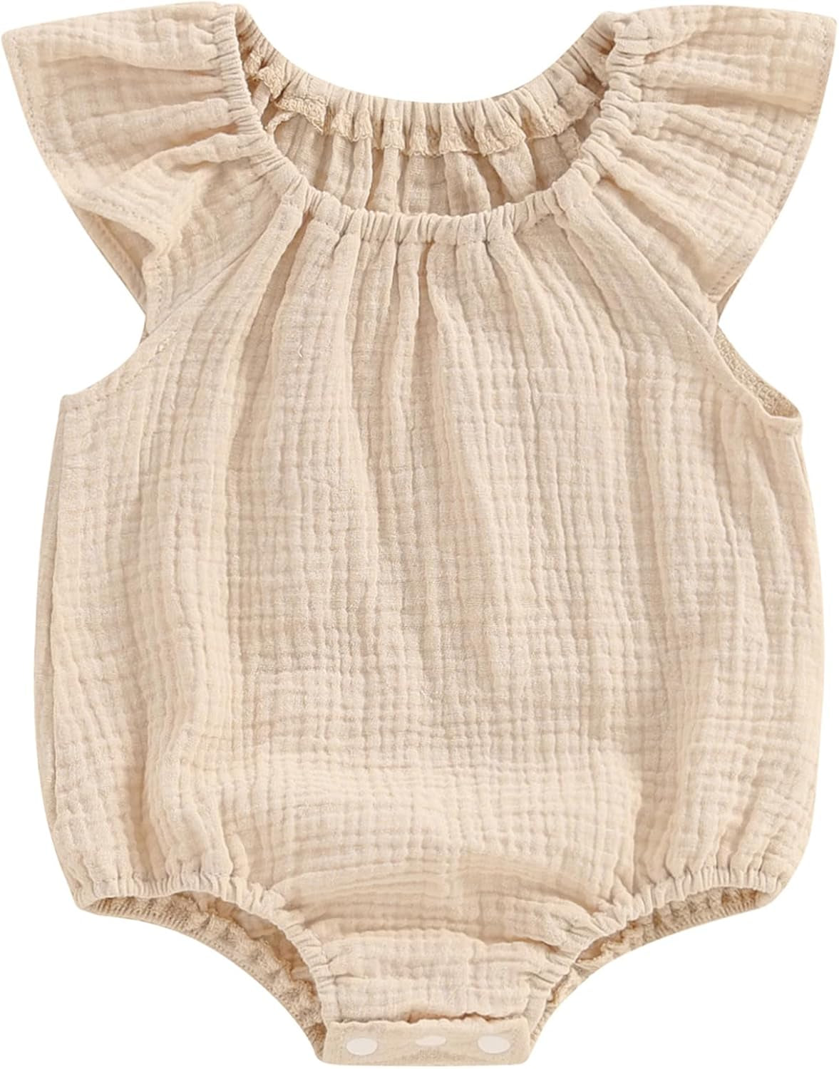 Baby Girl Boy Summer Cotton Linen Romper Clothes Basic Plain Ruffle Sleeveless Comfy Rompers Newborn Tops