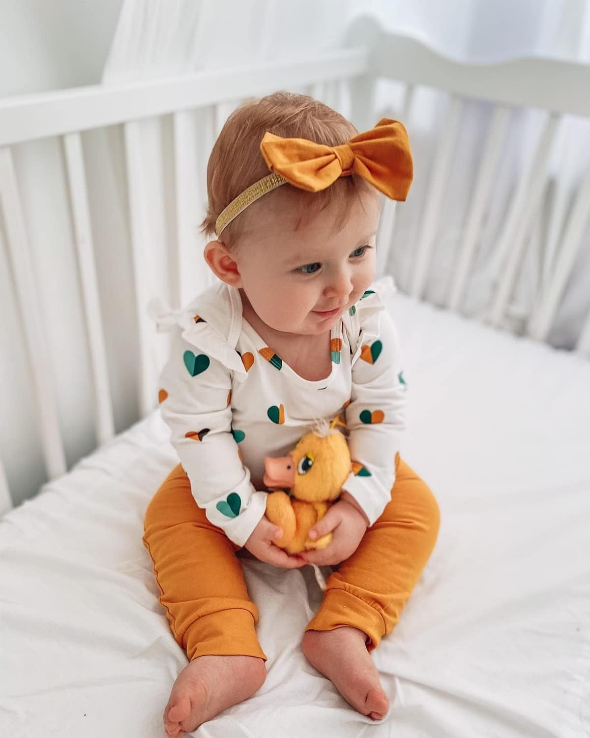Baby Girl'S 3Pc Frill Long Sleeve Romper and Pant Set