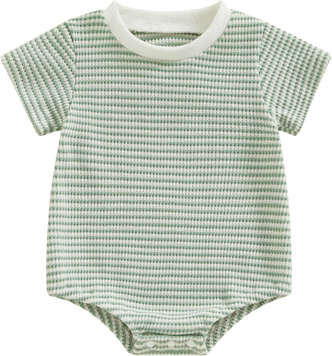 Unisex Baby Boy Girl Striped Romper Waffle Short Sleeve Bubble Oversized Romper Bodysuit Summer Onesie Clothes