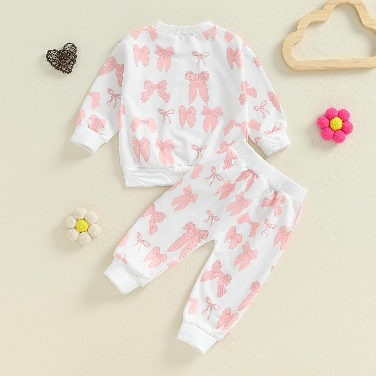 Baby Girl Fall Winter Outfits Toddler Clothes Long Sleeve Floral Graphic Crewneck Sweatshirt + Joggers Pants Set
