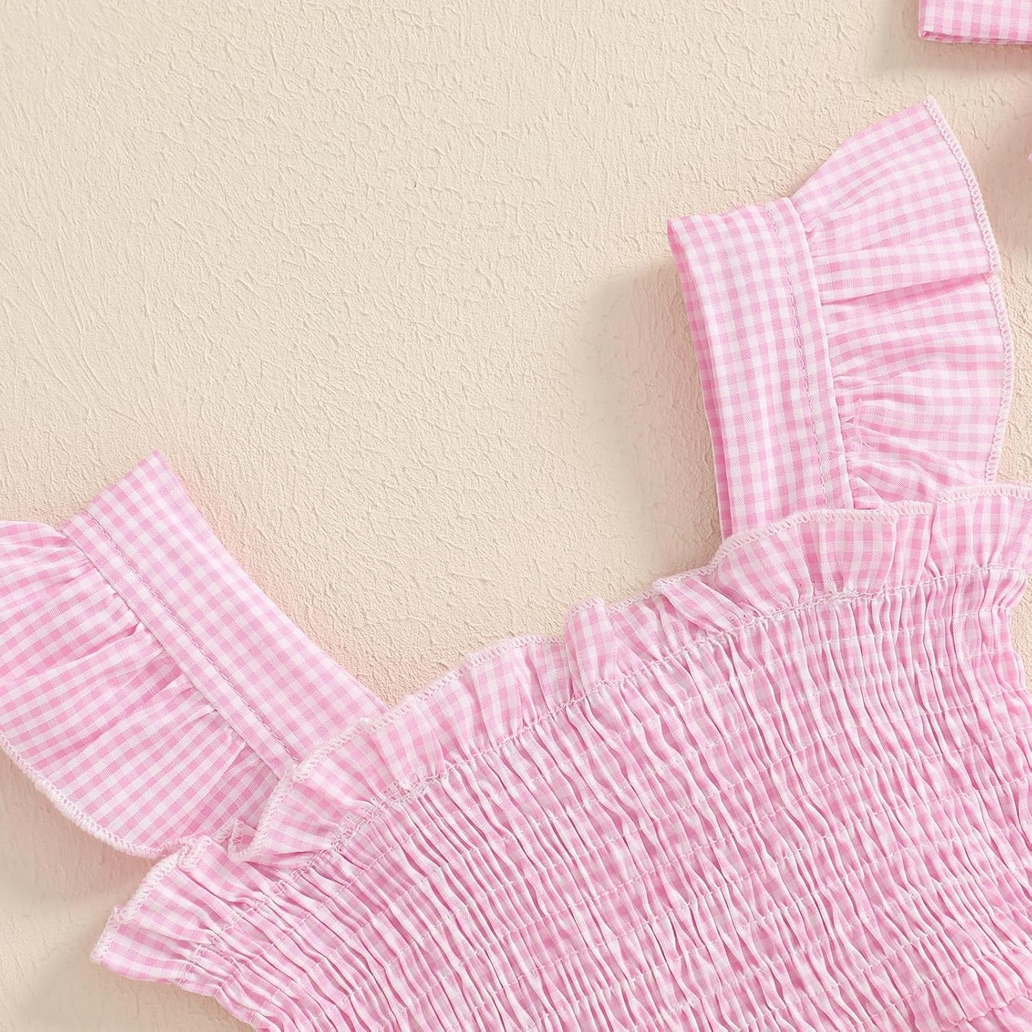 Baby Girl Summer Dress Ruffle Fruit Clothes Flutter Sleeveless Smocked Infant Rompers Plaid Boho Dress Outfits