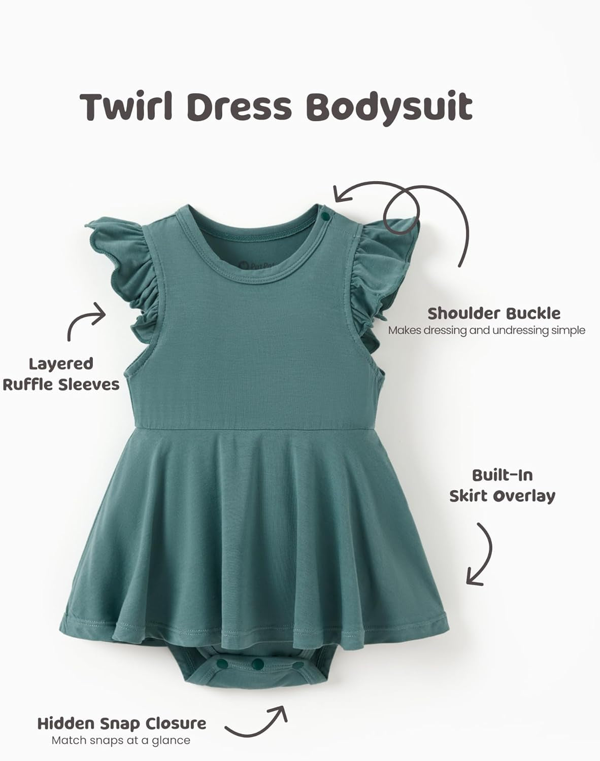 Baby Girl Bodysuits - Soft Bamboo Viscose - Flutter Sleeves Cute Dress - Newborn Infant Summer Clothes - 3 Pack