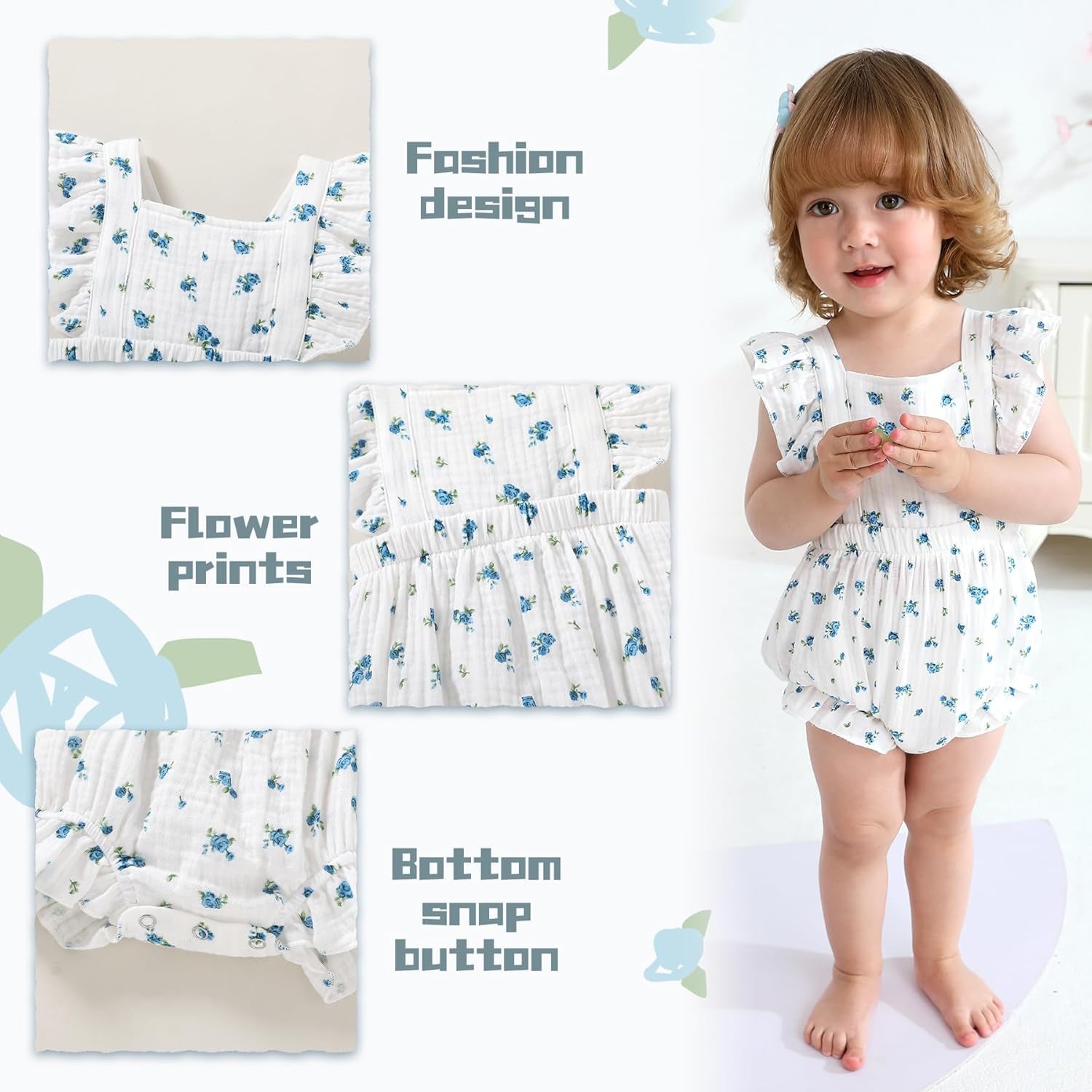 Newborn Baby Girl Clothes Infant Summer Romper Sleeveless Floral Cute Outfits One Piece Jumpsuit Bodysuit