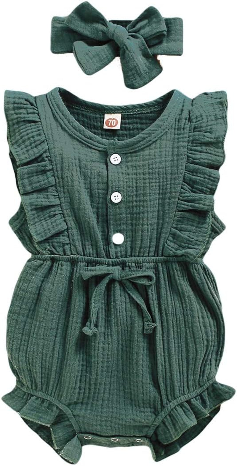 Toddler Baby Girl Ruffled Sleeveless Romper Casual Summer Jumpsuit Cotton Linen Clothes