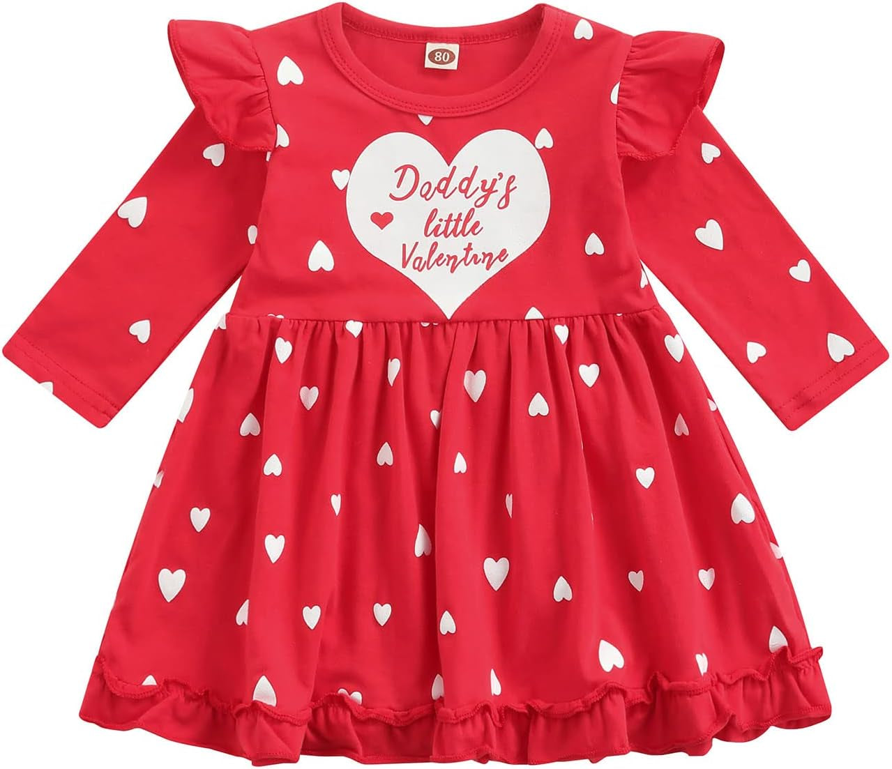 Baby Valentines Day Outfit Girl, Long Sleeve Tulle Tutu Dress Heart Design Sweatshirt Princess Dress Valentines Day Gift (A, 4-5T)