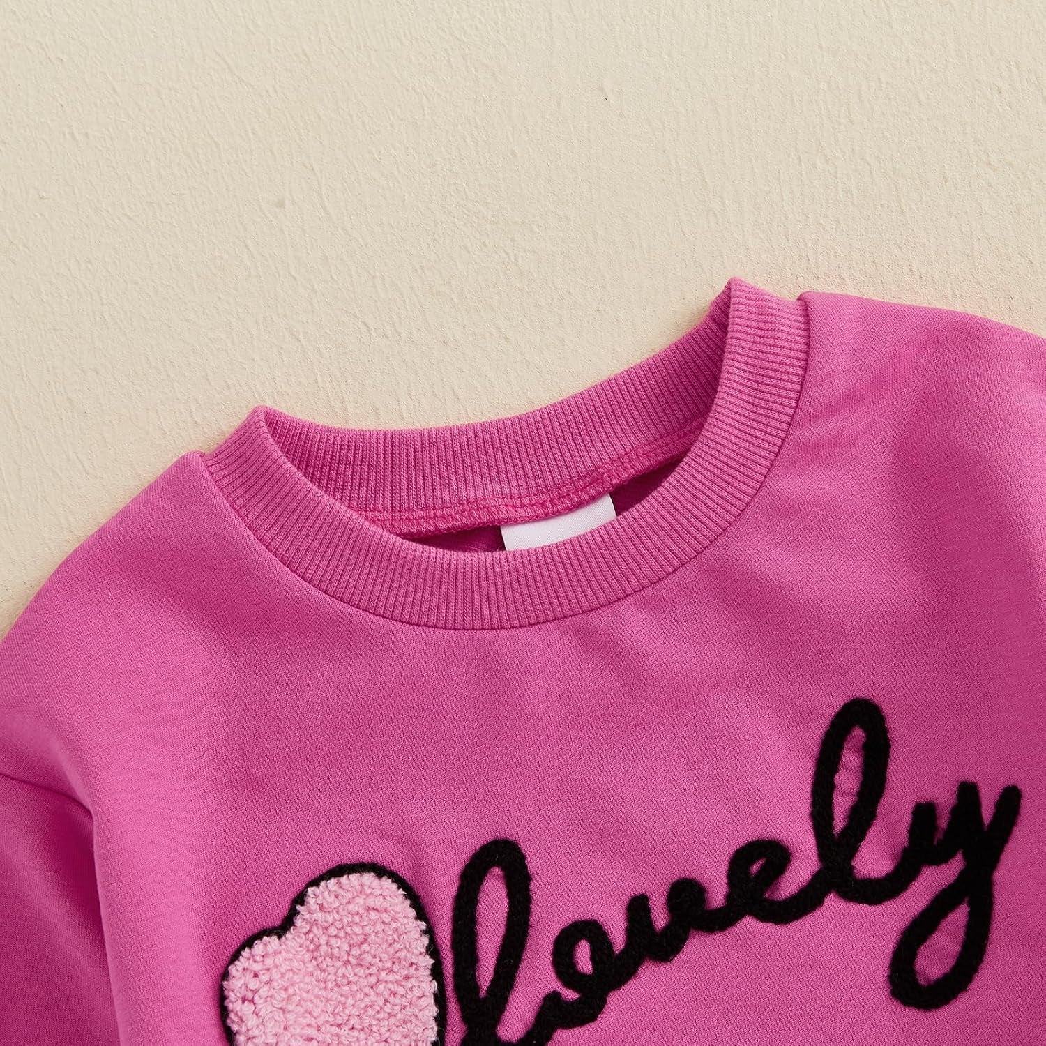 Toddler Baby Girl Valentines Day Outfit Long Sleeve Lovely Embroidery Sweatshirt Long Pants 2Pcs Clothes Set