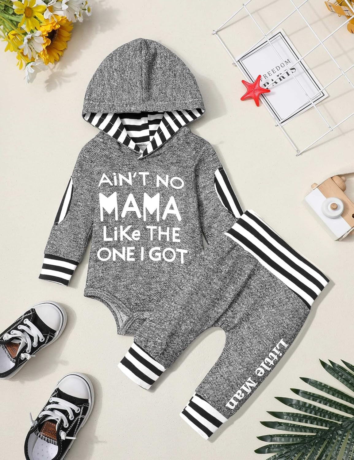 Newborn Baby Boy Clothes Plaid Letter Print Long Sleeve Hoodies + Long Pants 2PCS Fall Winter Outfits Set