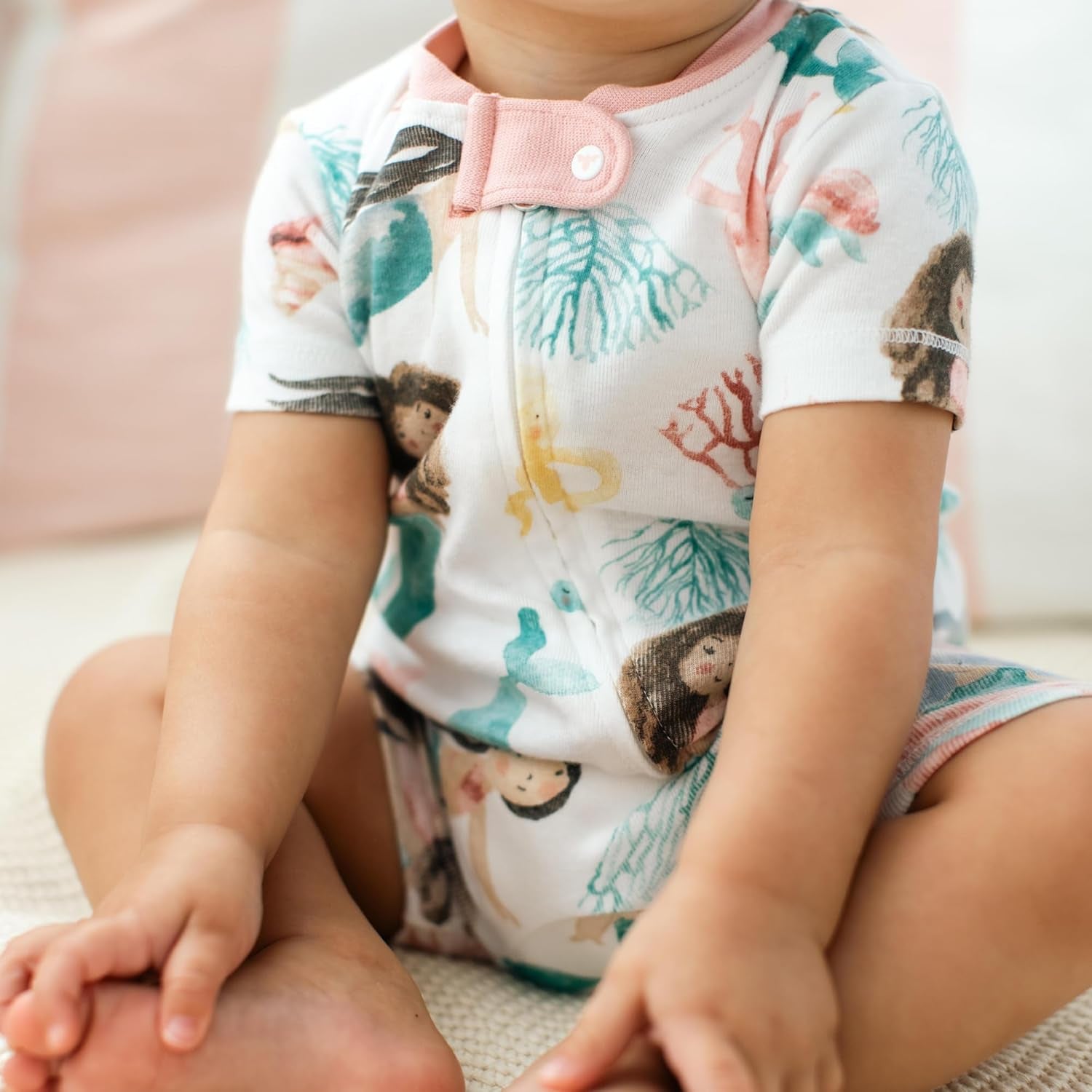 Unisex Baby Short Sleeve Pajamas, One-Piece Sleeper Romper Pjs, Snug Fit for Infants 3 to 24 Months