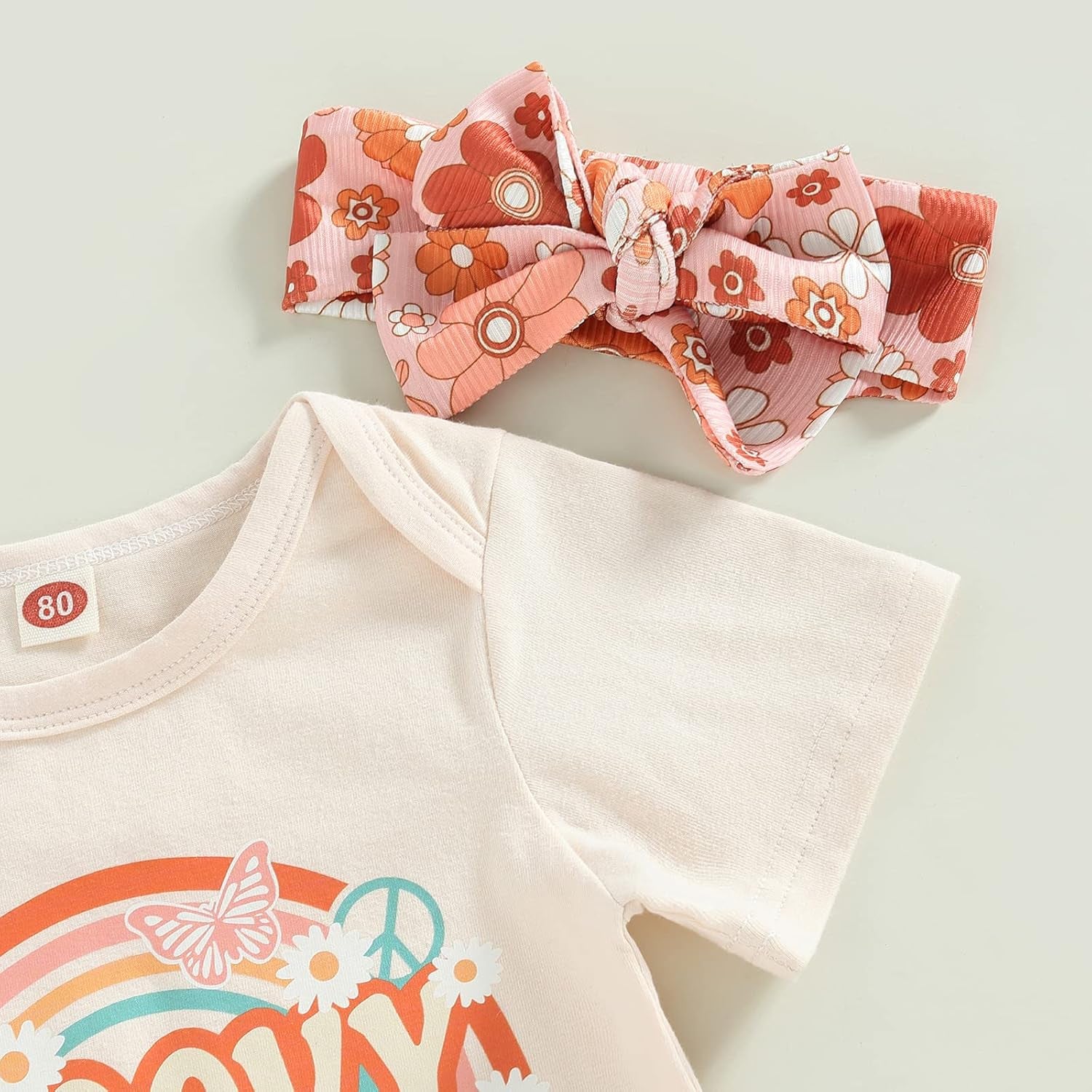 Toddler Baby Girls Birthday Outfits Letter Tassel Shirt Donut Cake Floral Flared Long Pants Headband 3Pcs Summer Set