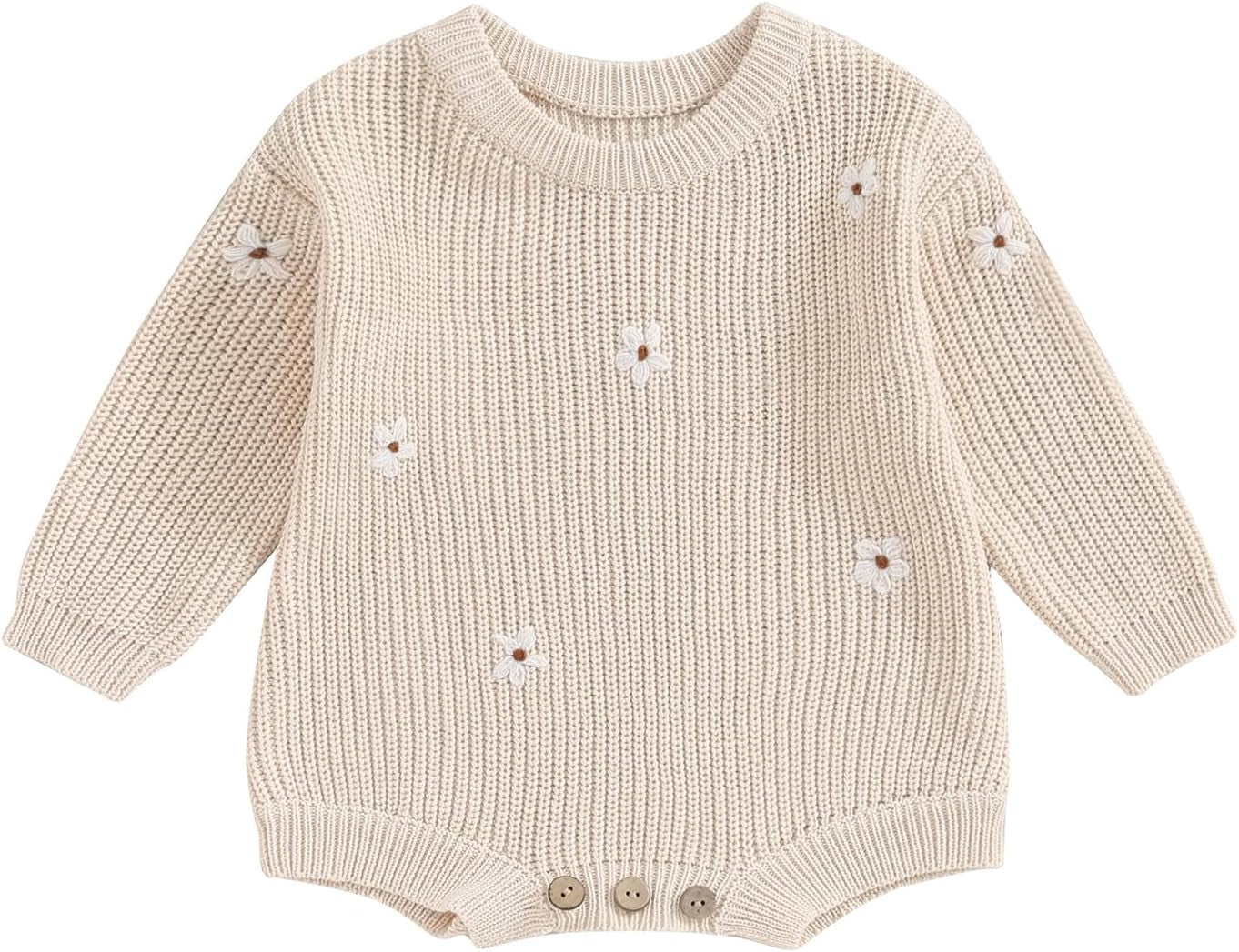 Baby Girl Boy Sweater Knit Oversized Pullover Sweatshirt Romper Onesie Warm Fall Winter Clothes Outfit Newborn