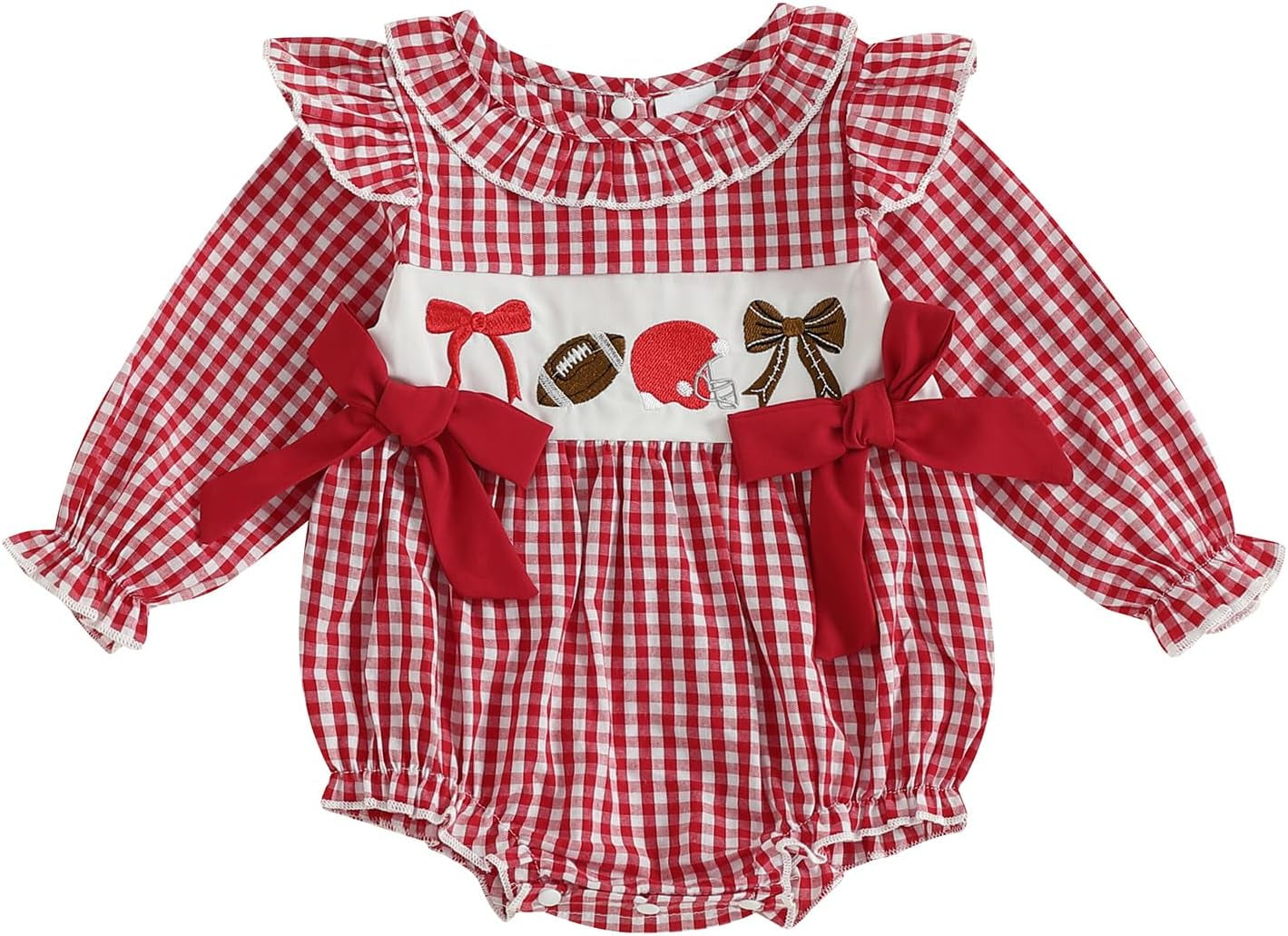 Thanksgiving Baby Girl Outfit Infant Plaid Bubble Romper Onesie Newborn Croissant Bodysuit Fall Winter Clothes