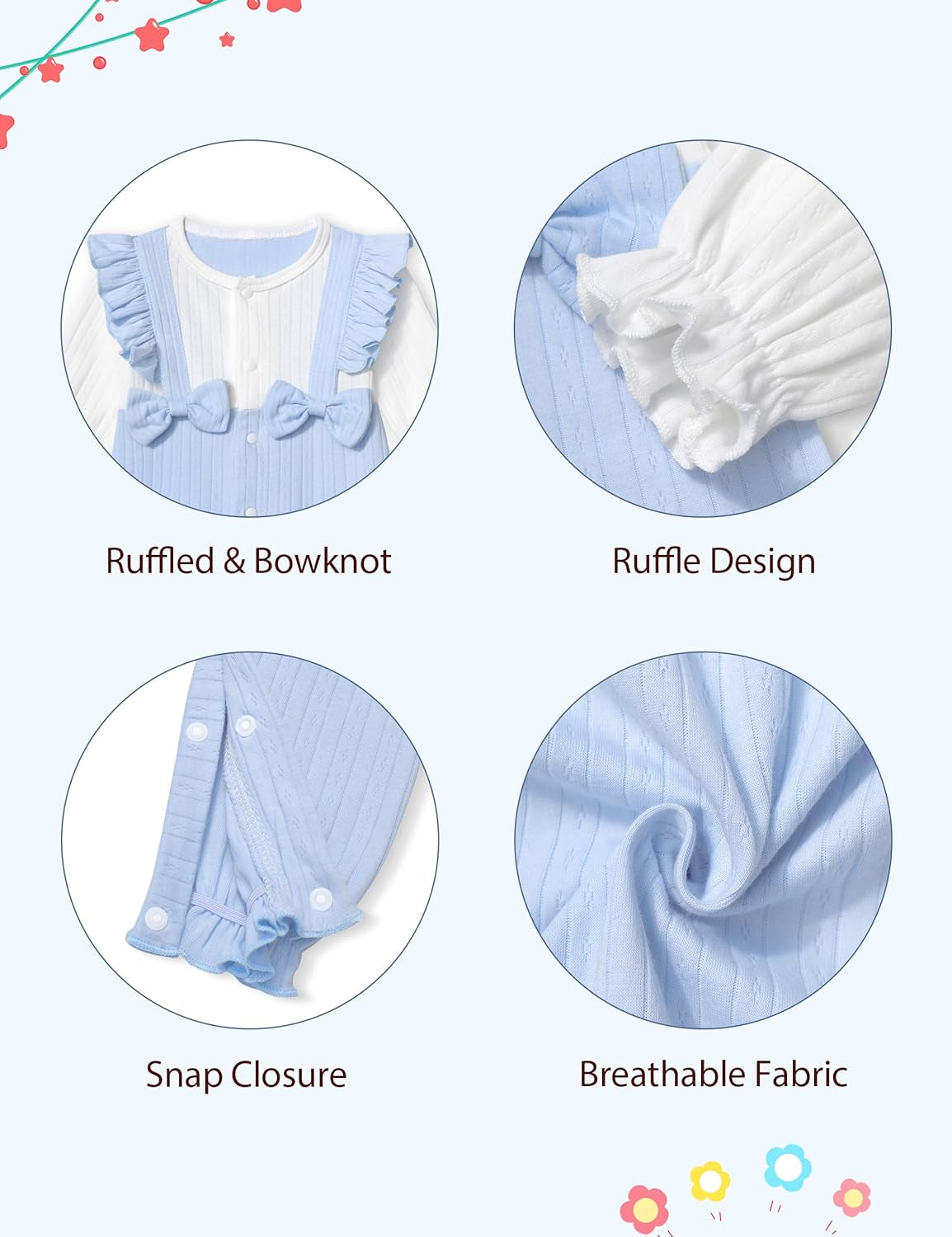 Newborn Baby Girl Clothes Fall Winter Outfits Ruffle Crew Neck Romper Onesie Long Sleeve Jumpsuit Coming Home Outfit