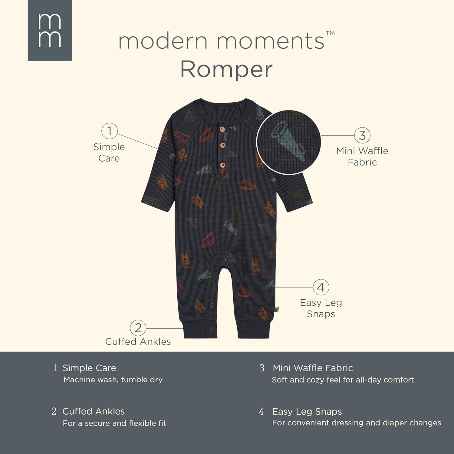 Baby Henley Waffle-Knit Romper