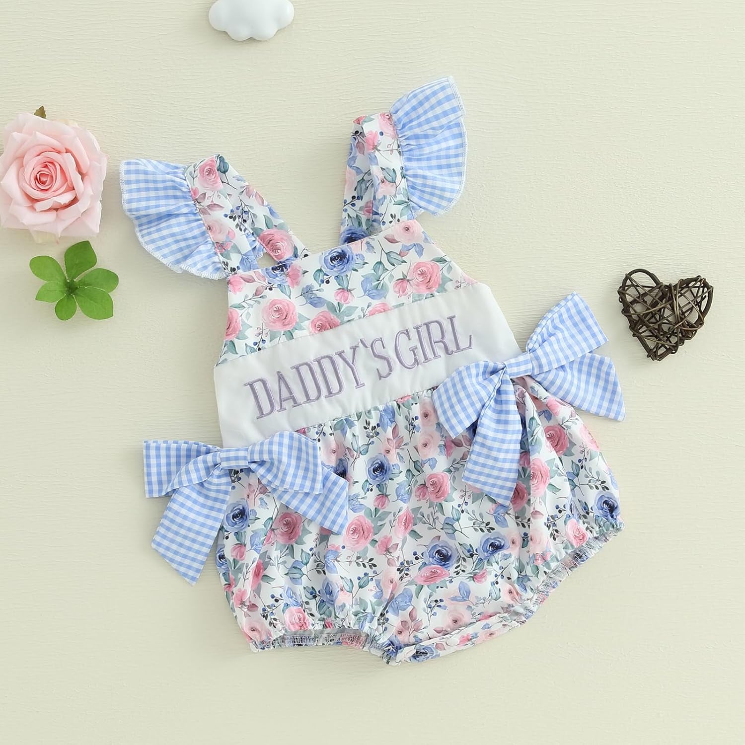 Newborn Baby Girl Clothes Letter Print Flying Sleeve Romper Bodysuit Cute Summer Jumpsuit Daddys Girl Baby Clothes