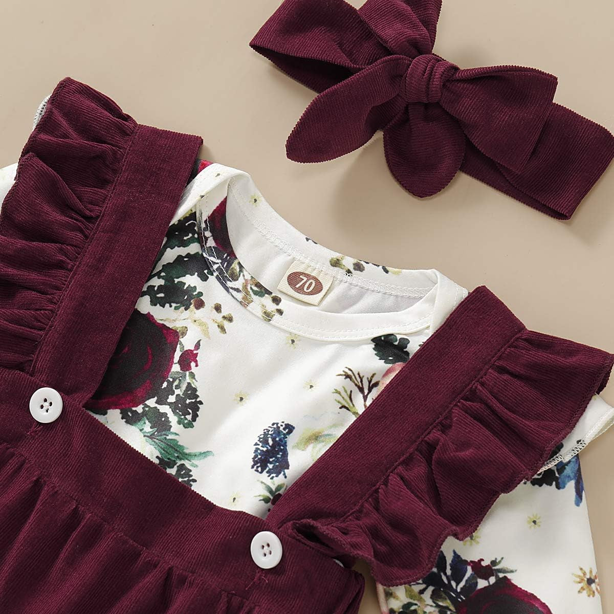 Newborn Baby Girl Clothes Toddler Long Sleeve Ruffle Romper Top Infant Skirt Set Little Girl Overall Dress