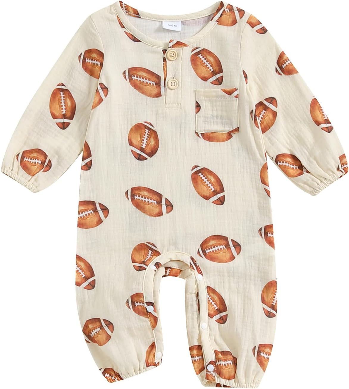 Baby Girl Boy Football Outfit Long Sleeve Football Romper Cotton Linen Bodysuit Jumpsuit Fall Winter Clothes