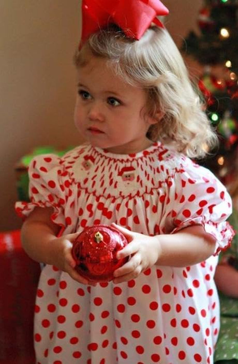 My First Christmas Baby Girl Outfit Newborn Toddler Santa Smocked Bubble Romper Cute Christmas Clothes
