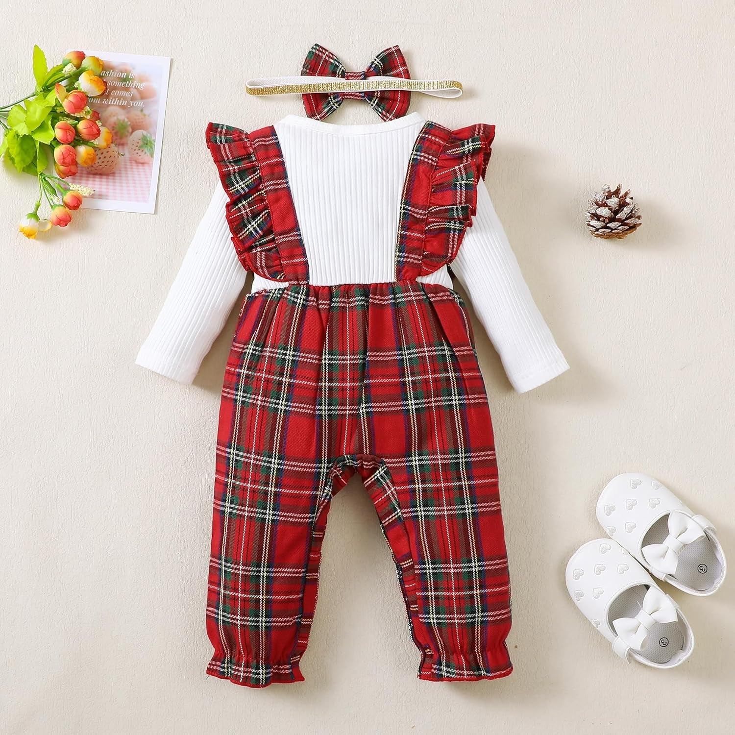 Newborn Infant Baby Girl Clothes Fall Winter Plaid Long Sleeve Jumpsuit One Piece Romper Bodysuit Baby Overalls Outfits